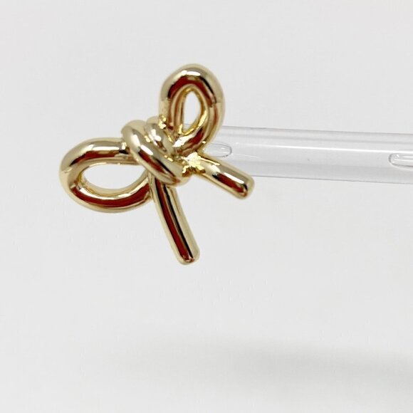 Gold Tone Bow Stud Earrings - Picture 4 of 6